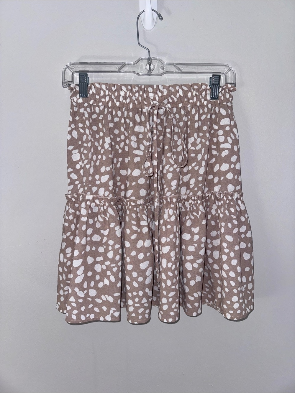 Amazon Taupe and White Polka Tiered Skirt